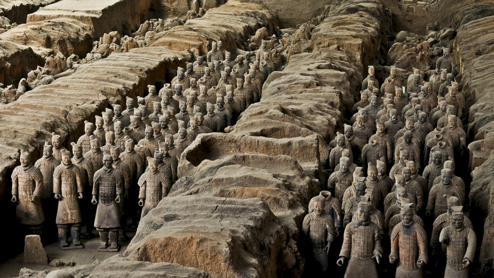 The Terracotta Army is famous for the large number of statues of soldiers, horses and chariots buried with Emperor Qin Shi Huang